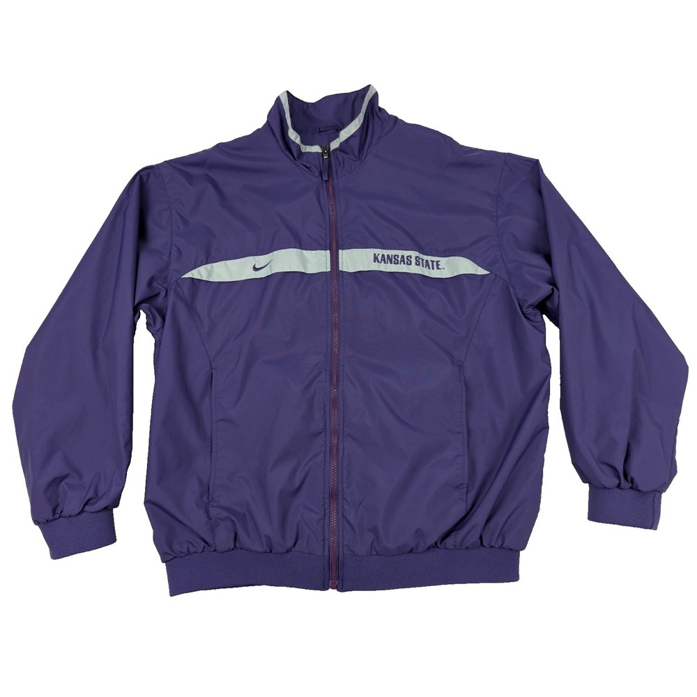 VTG Nike Kansas State Wildcats Full Zip Jacket Men's L Purple Nylon/Poly Y2K